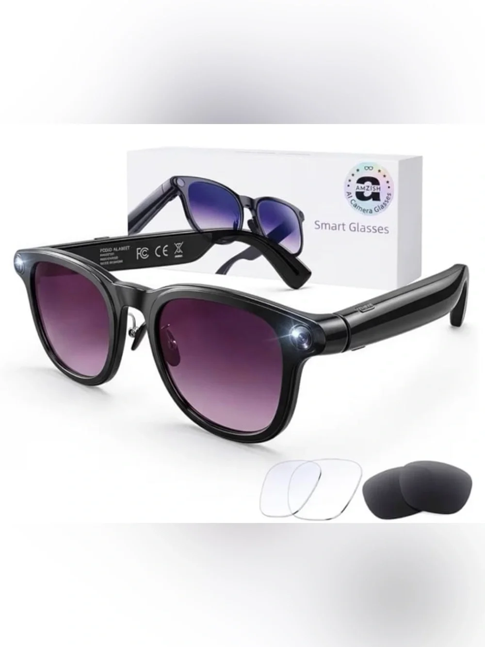 AI Smart Glasses with Camera, 8MP HD Bluetooth Camera Glasses